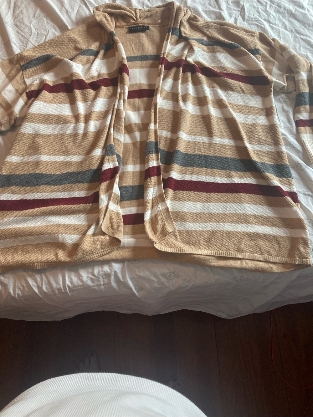 Lane Bryant Tan striped Knit cardigan Top
